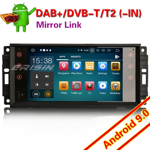 Erisin ES7976J Android 9.0 Jeep Chrysler Dodge Car Stereo Bluetooth DAB+ DSP CarPlay 4G TPMS DVR 7“ Navi DVR TPMS DVR OBDII Mirror Link Bluetooth Spli
