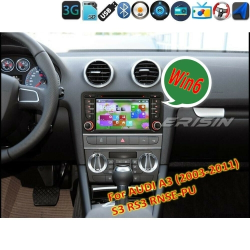 Erisin Car DVD Player Stereo ES7147A AUDI A3 S3 RS3 RNSE-PU Sat Navi 7in GPS DAB+ 3G Bluetooth CD DVR DTV USB