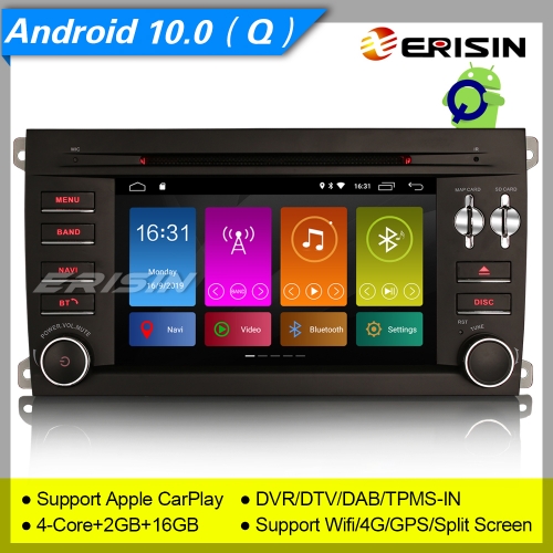 Erisin ES3014P SWC Porsche Cayenne Car Stereo Android 10.0 DAB+OBD GPS TPMS DVR DSP CarPlay DVD Sat Navi TPMS 4G Bluetooth Mirror Link Split Screen
