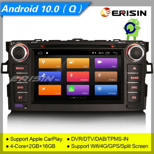 Erisin ES3017A For TOYOTA AURIS COROLLA ALTIS GPS Car Stereo DVD Android 10.0  7" DAB+ 4G CarPlay TPMS DVR 7“ DSP Navi DVR TPMS OBDII Mirror Link Spli
