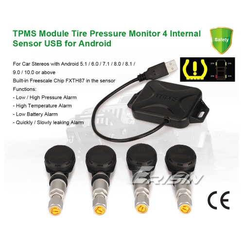 Erisin ES342 TPMS Box Tire Pressure Monitor Android 10.0/9.0/8.0 4 Internal Sensor USB