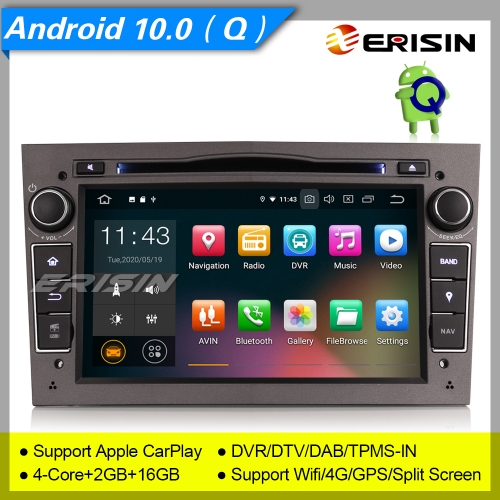 2+16GB PX30 Car Stereo DVD Player Vauxhall Opel Tigra Corsa Meriva Antara Signum Astra Android 10.0 DAB+ DVR TPMS 4G BT Grey 7" Ersin ES5160PG