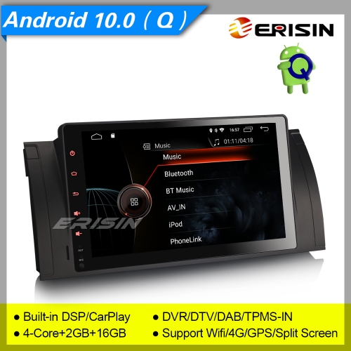 2+16GB 4 Core CarPlay Android 10.0 Car Stereo BMW X5 E53 5 Series E39 M5 DAB+ Radio Sat Navi TPMS DSP BT SWC 4G 9" Erisin ES4293B