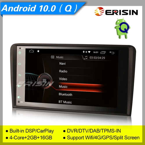2+16GB 4 Core DSP Android 10.0 Car Stereo Audi A3 S3 RS3 RNSE-PU DAB+ Radio Sat Navi GPS CarPlay DVR TPMS BT SWC 8" Erisin ES4283A