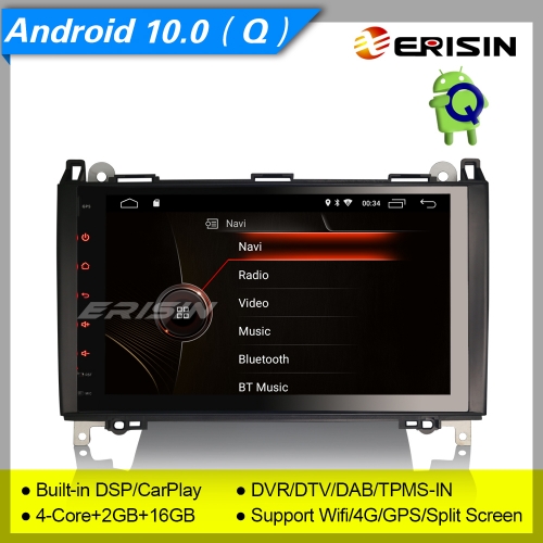 2+16GB 4 Core CarPlay Android 10.0 Car Stereo Mercedes Benz  Classe A B W169 W245 W639 Sprinter Viano Vito GPS Navi DVR BT DAB+4G 9" Erisin ES4292B
