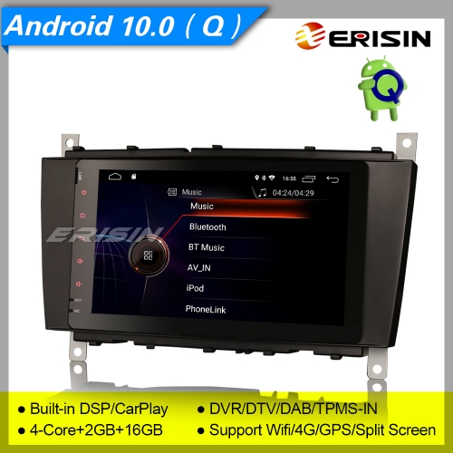 2+16GB 4 Core DSP Android 10.0 Car Stereo Mercedes Benz W203 W209 C CLC CLK Class DAB+ Radio Sat Navi SWC BT DVR TPMS OBD 8" Erisin ES4287C