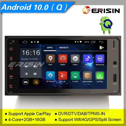 2+16GB 4 Core Android 10.0 DAB+ Car Stereo Toyota RAV4  Corolla Vitz Prado Sat Navi CarPlay 4G 7" Erisin ES2643C
