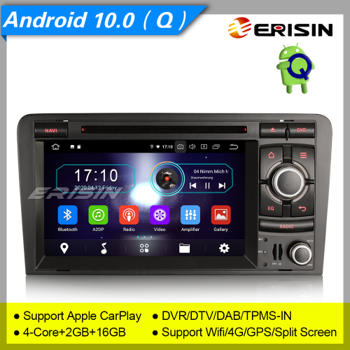 4+64GB PX5 Android 10.0 Car DVD Player Audi A3 S3 RS3 RNSE-PU Car Stereo Sat Navi DAB+4G DVR TPMS BT 7" Erisin ES6973A