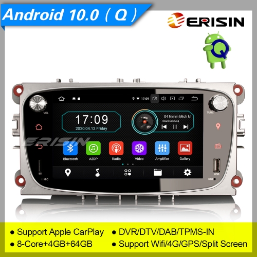 4+64GB PX5 Android 10.0 Ford Car Stereo Focus C-Max S-Max Galaxy Mondeo Sat Navi GPS DVR OBD TPMS CAM DAB+ Radio DVR 4G BT 7" Erisin ES6909FS