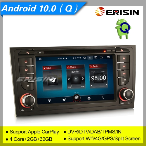 2+32GB 4 Core Android 10.0 GPS Car DVD Player Audi A6 S6 RS6 Allroad CarPlay DAB+ Radio Car Stereo Sat Navi 4G TPMS DVR BT SWC 7" Erisin ES2706A