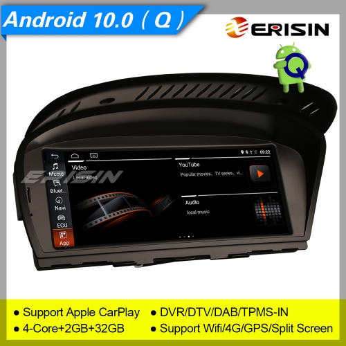 2+32GB MTK6737 Android 10.0 Car Stereo BMW 3er E90 5er E60 2005-2012 SWC DAB+ Radio 4G DVR TPMS Sat Navi GPS IPS 8.8" Erisin ES2660B