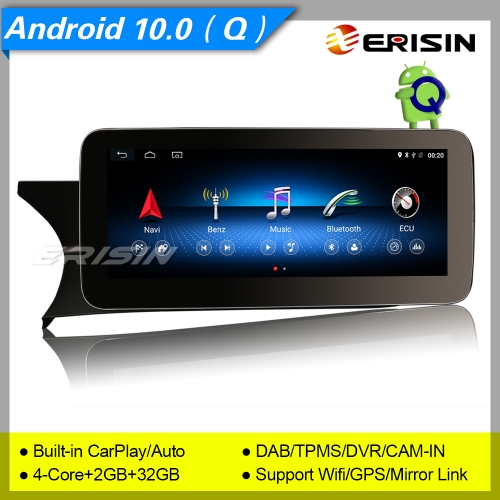 2+32GB MTK6737 CarPlay/Auto Android 10.0 Car Stereo Mercedes Benz C-Class W204 NTG 4.5 DAB+ 4G DVR GPS IPS 10.25" Erisin ES2645C