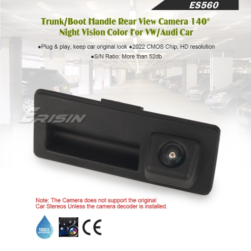 Trunk/Boot Handle Rear View Camera 140° Night Vision Color NTSC For VW/Audi Erisin ES560