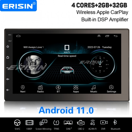 Android 11.0 Universal 2DIN Satnav DSP CarPlay 4G WiFi OBD2 Bluetooth DAB+ Car Stereo ES2241U