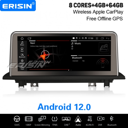 ES3248N 10.25" IPS 4GB+64GB Android 12.0 Autoradio Idrive GPS Wireless CarPlay DAB+ Navigation TPMS DVR Bluetooth WiFi 4G For BMW X1F48 NBT