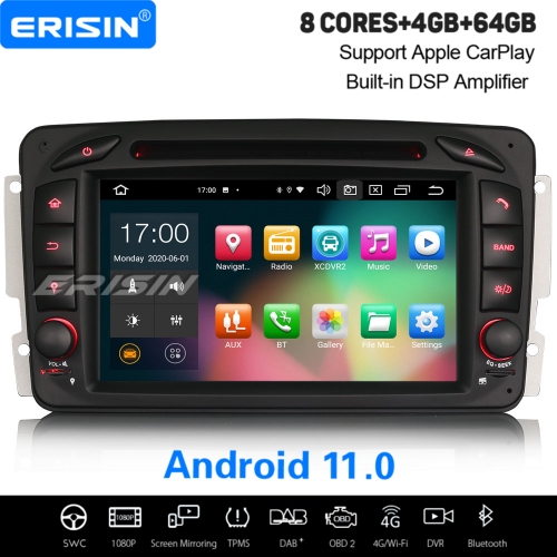 4+64G 8 Core Android 11.0 Car DVD Player Mercedes Benz C CLK G Class W203 W209 W639 W463 Viano Vito DAB+4G DVR 7" Erisin ES8163C