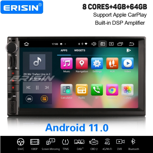 8 Core 4+64GB PX5 DSP Android 11 Car Stereo 2 Din Double For Nissan DAB+ Radio GPS CarPlay DVR TPMS OBD BT 7" Erisin ES8149U