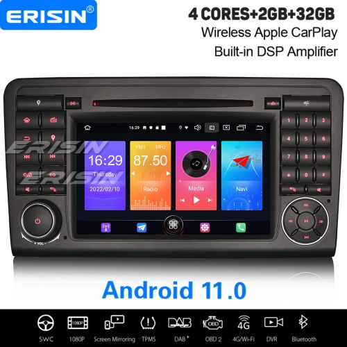 2+32GB 4 Core Android 11 Car DVD Player Mercedes Benz ML W164 GL X164 05-12 DAB+ Radio Car Stereo Sat Navi TPMS SWC DVR BT 7” Erisin ES2783L